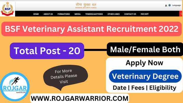 BSF Veterinary Recruitment 2022: Salary, Eligibility & Full Details -  Rojgar Warrior