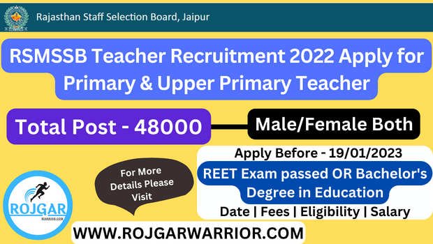 RSMSSB Recruitment 2022 for 48000 teachers