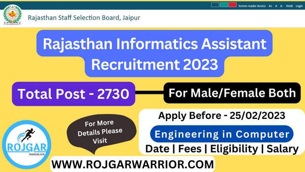 Rajasthan Informatics Assistant (IA) Recruitment 2023