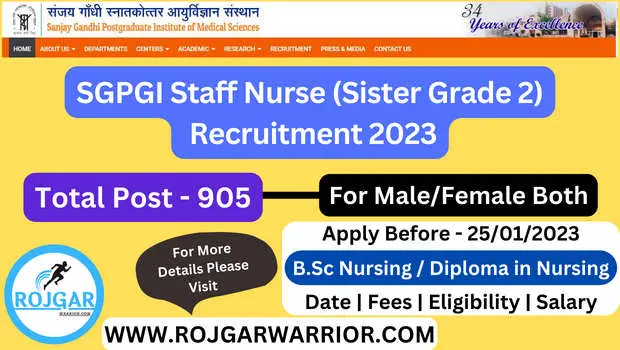 SGPGI Nursing Officer Vacancy 2023
