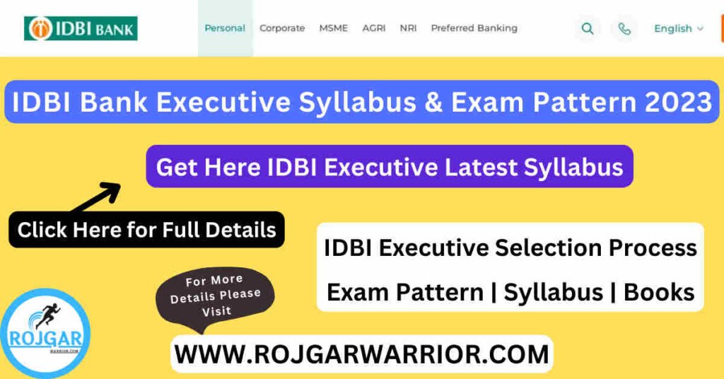 IDBI Executive Syllabus and Exam Pattern 2023