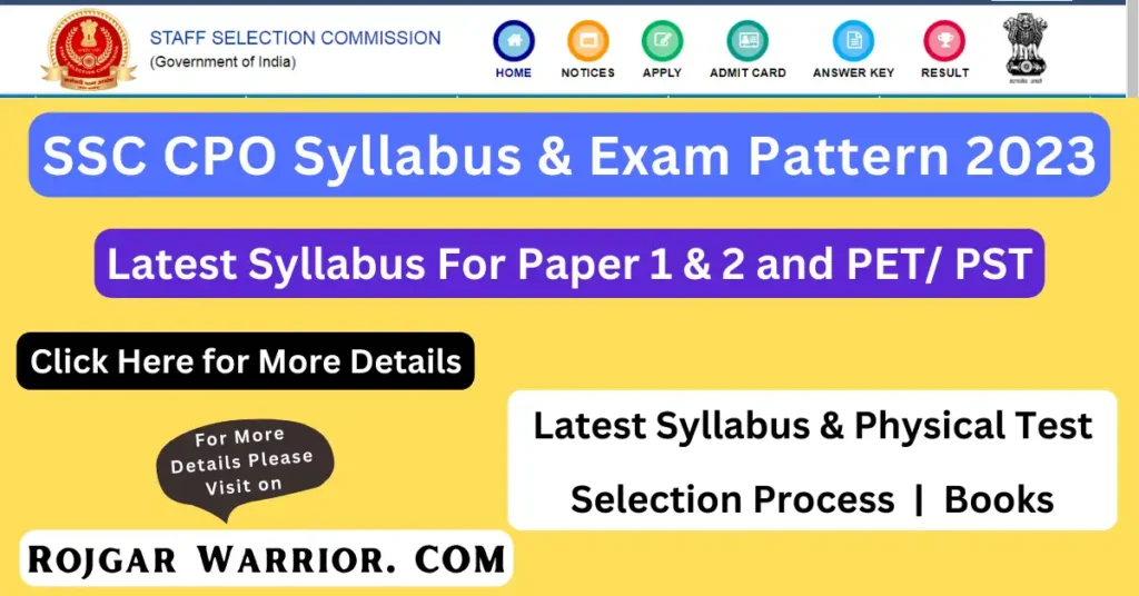 SSC CPO Syllabus and Exam Pattern 2023
