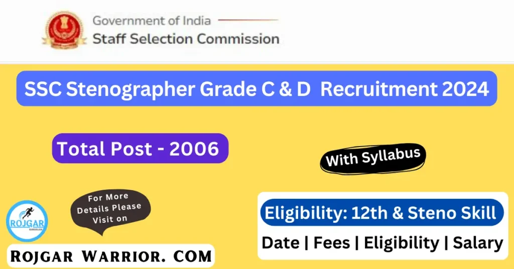 SSC Stenographer Grade C & D Recruitment 2024