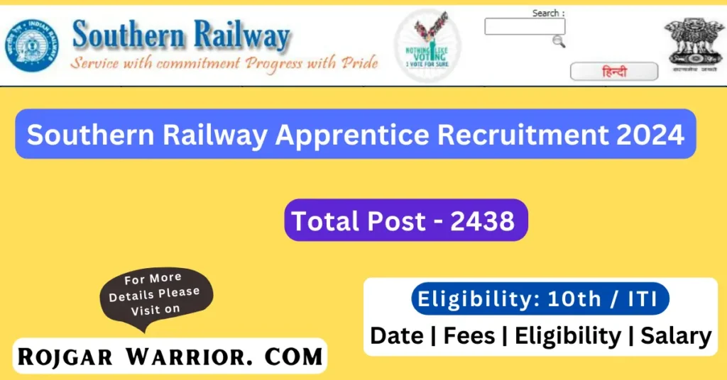 Southern Railway Apprentices Recruitment 2024