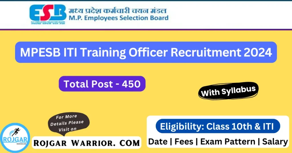 MPESB ITI Training Officer Recruitment 2024