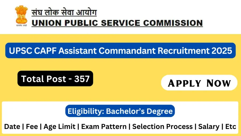 UPSC CAPF Notification 2025