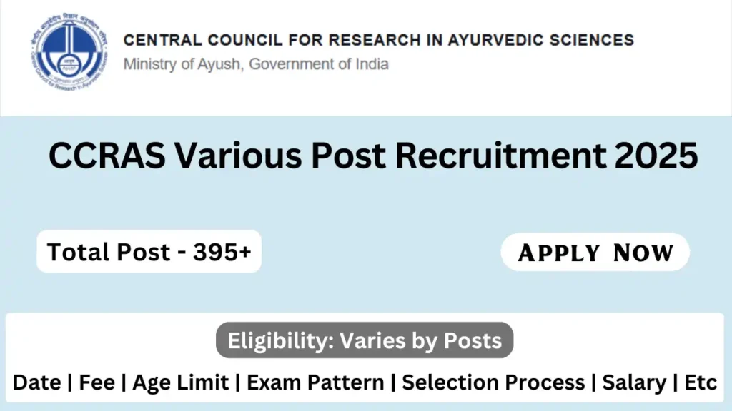 CCRAS Various Post Recruitment 2025