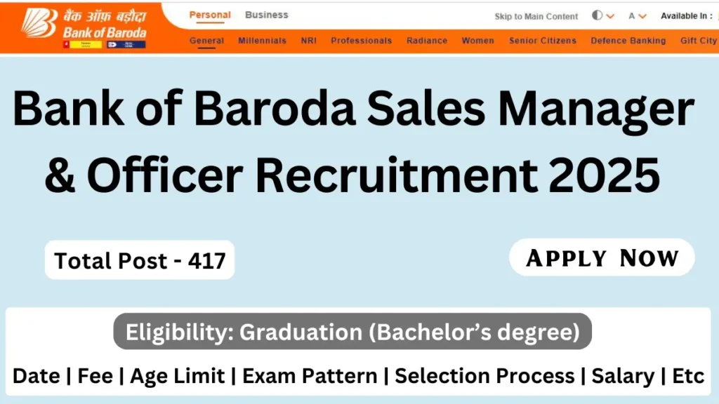 BOB Sales Manager and Agriculture Officer Recruitment 2025