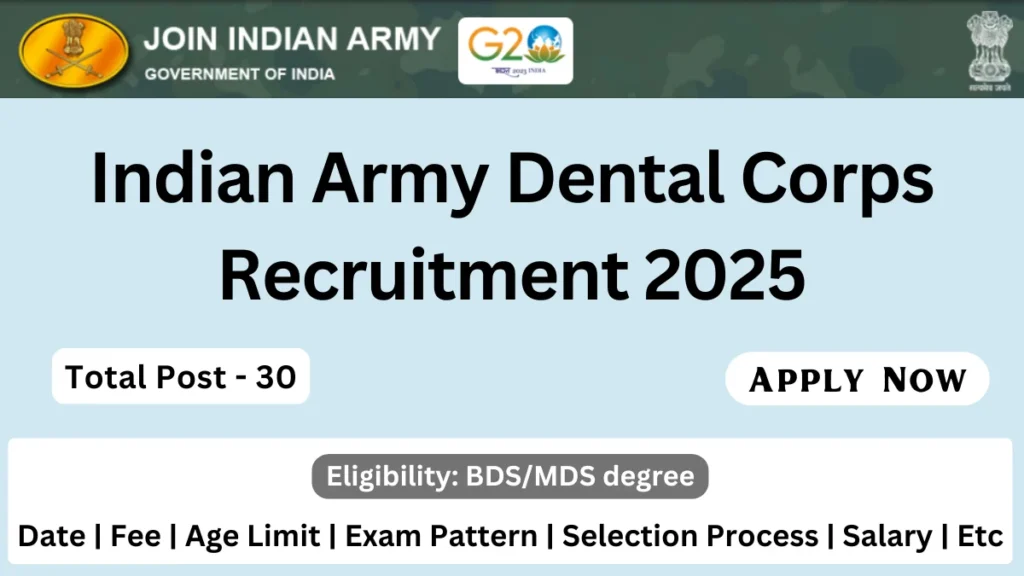 Indian Army Dental Corps Recruitment 2025