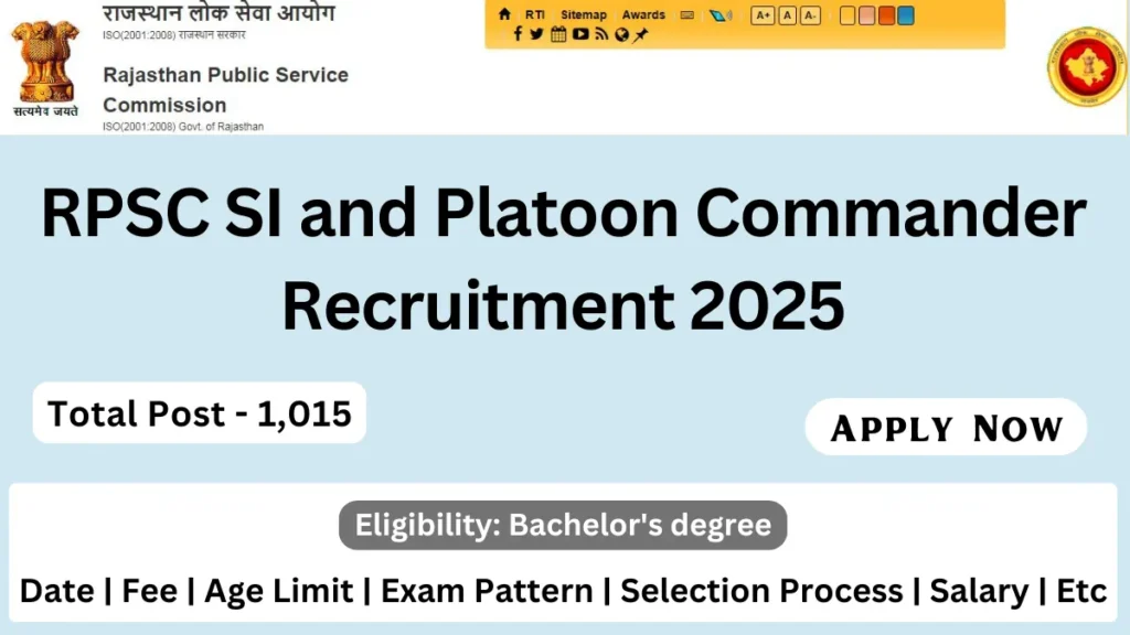 RPSC SI and Platoon Commander Recruitment 2025