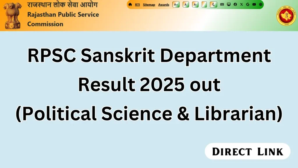 RPSC Sanskrit Department Result 2025