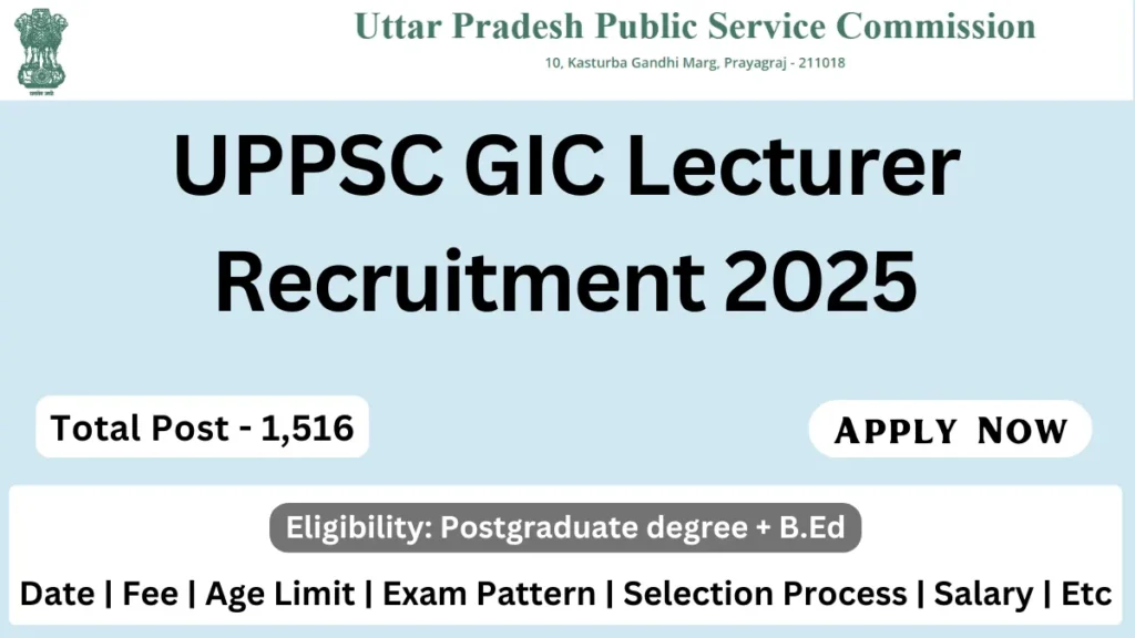 UPPSC GIC Lecturer Recruitment 2025
