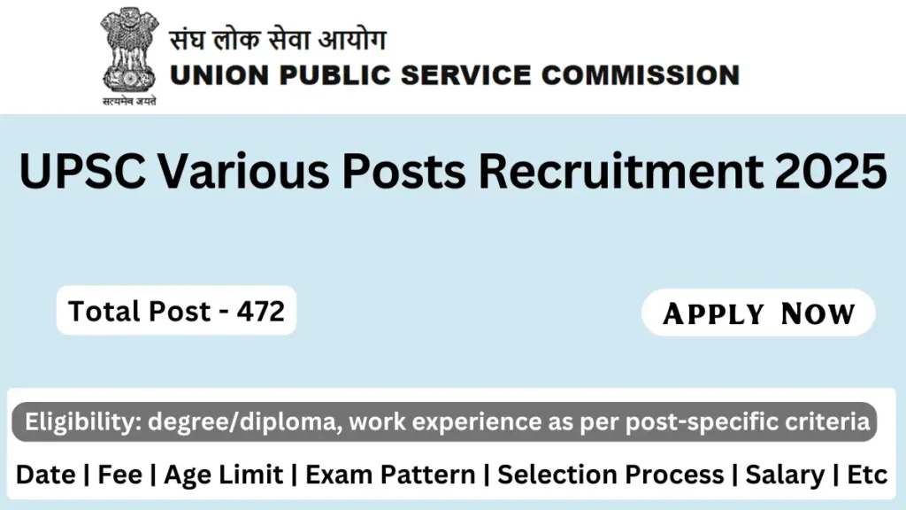 UPSC Various Posts Recruitment 2025