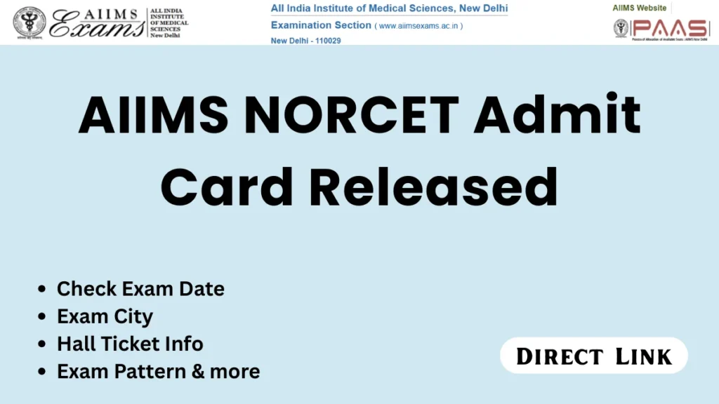 AIIMS NORCET Admit Card