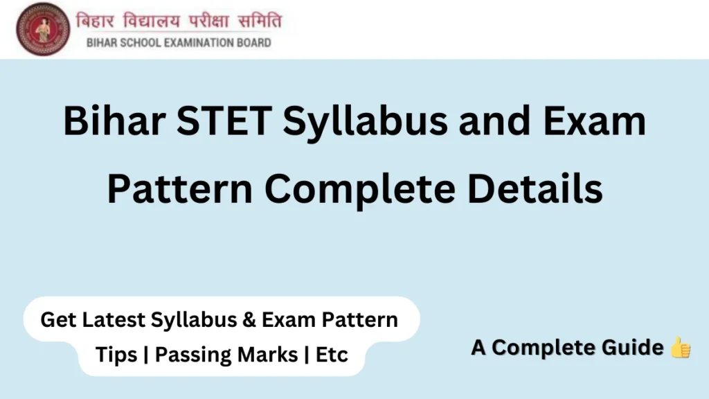 Bihar STET Syllabus and Exam Pattern