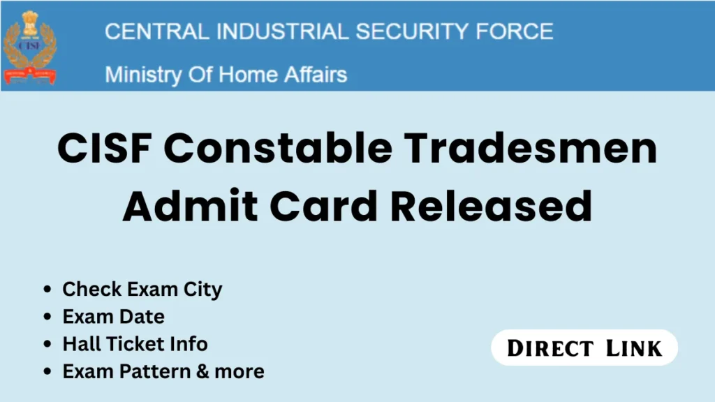 CISF Constable Tradesmen Admit Card