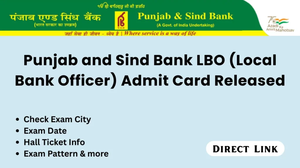 Punjab and Sind Bank LBO Admit Card
