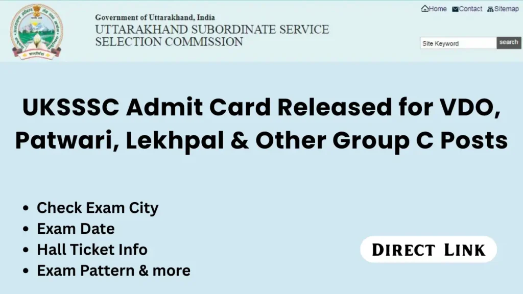 UKSSSC Admit Card