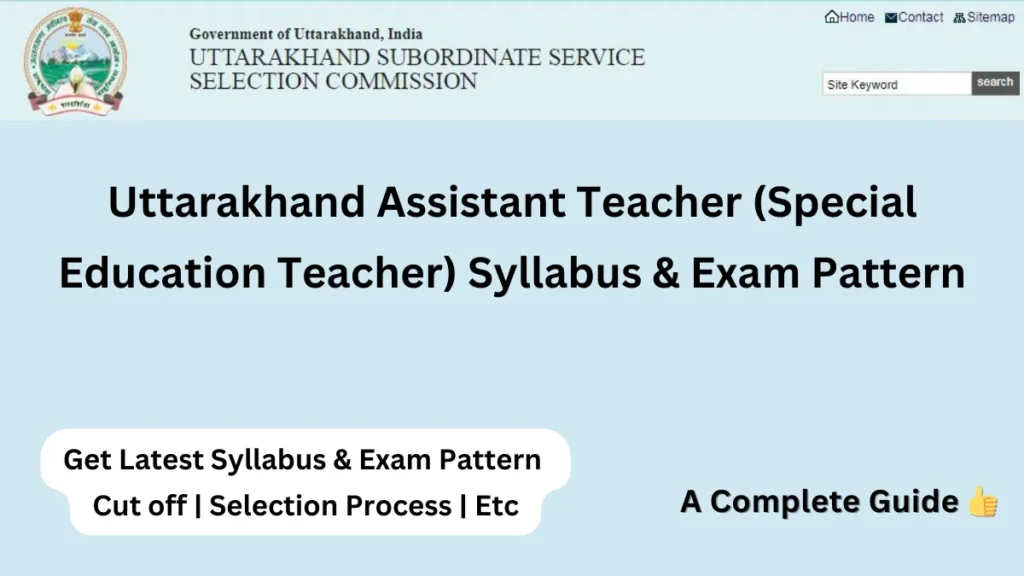 UKSSSC Assistant Teacher Syllabus