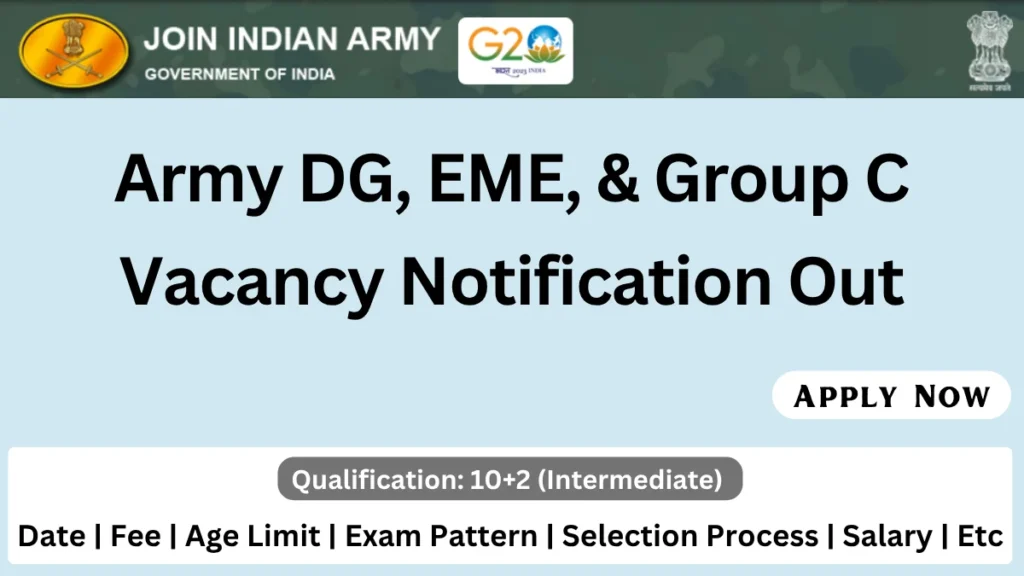 Army DG EME Group C Recruitment