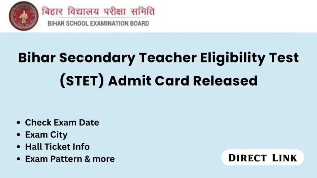 Bihar STET Admit Card