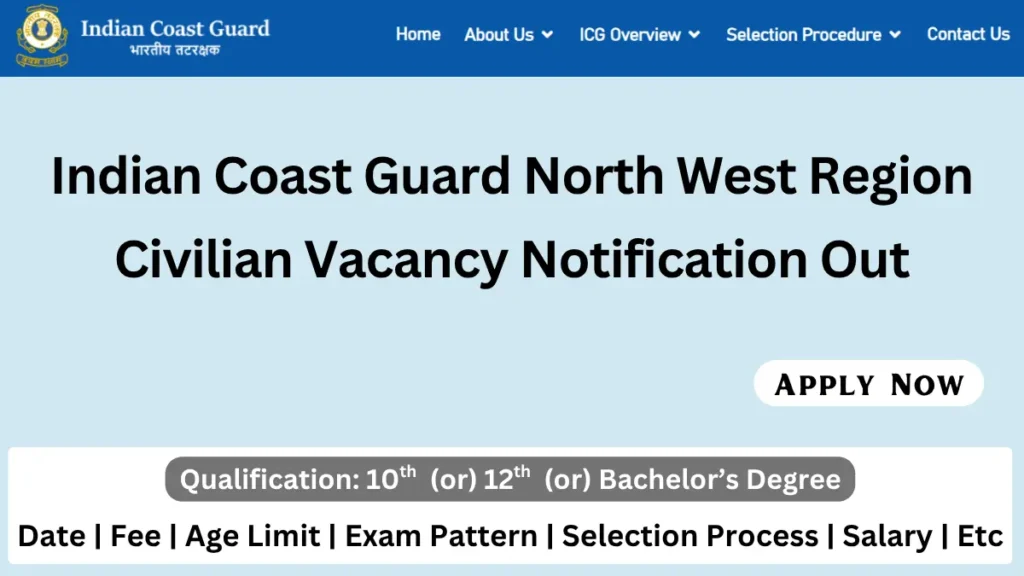 Indian Coast Guard North West Region Civilian Vacancy