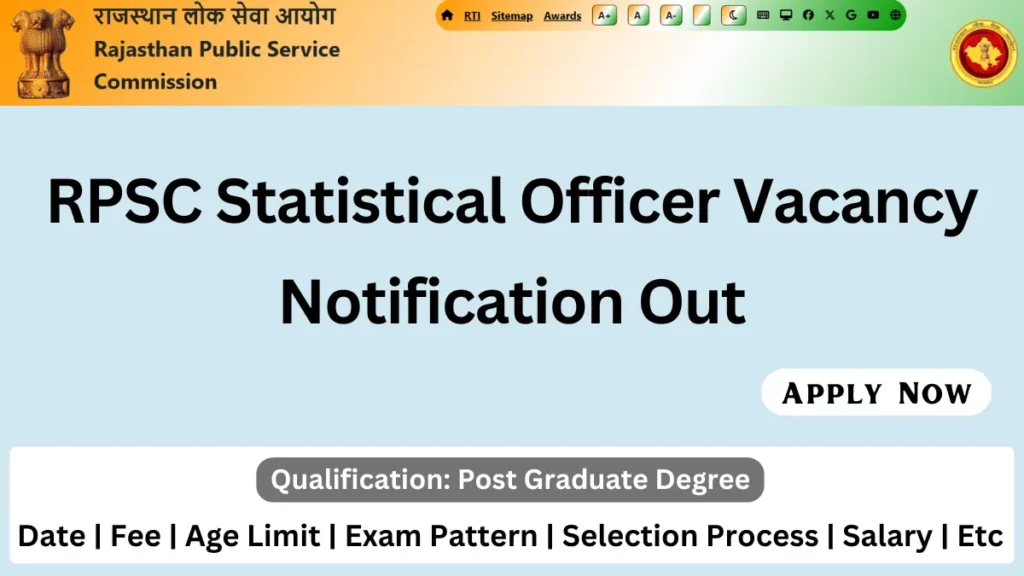 RPSC Statistical Officer Recruitment