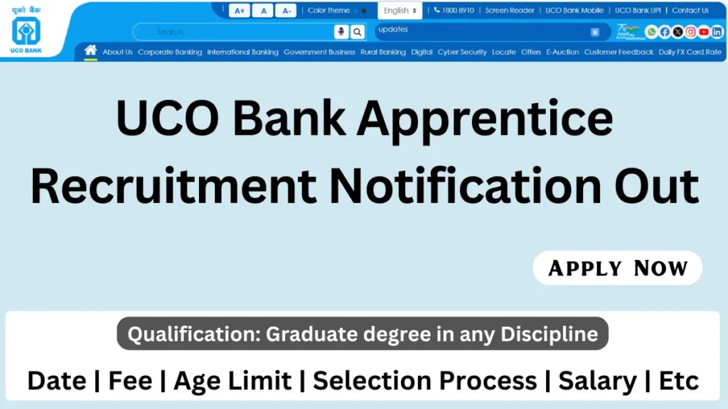 UCO Bank Apprentice Recruitment