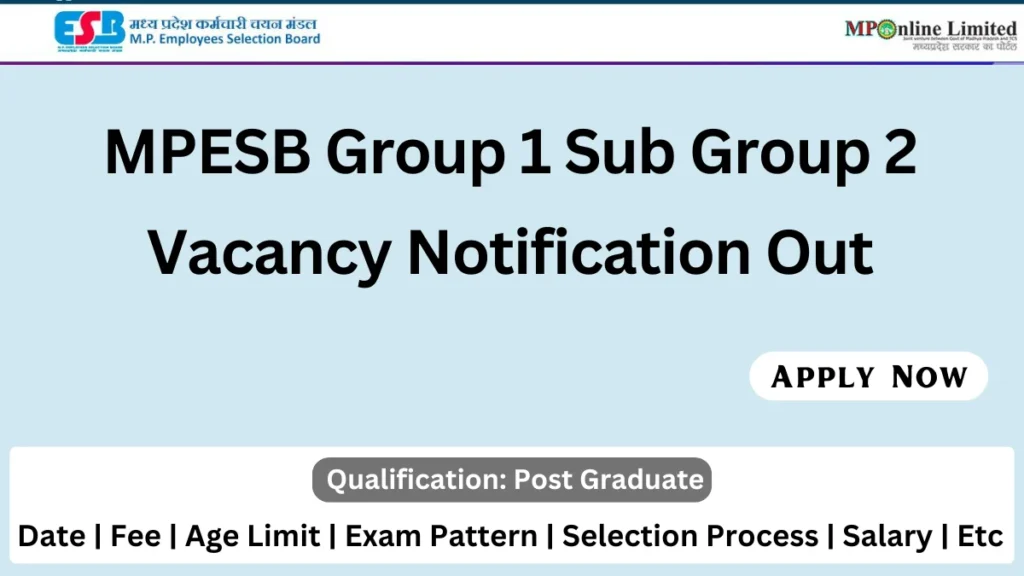 MPESB Group 1 Sub Group 2 Recruitment